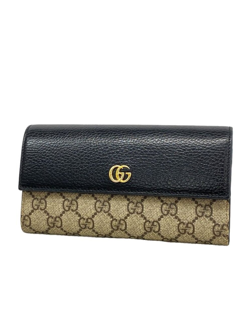 Gucci Wallet GG Supreme Black Brown Gold